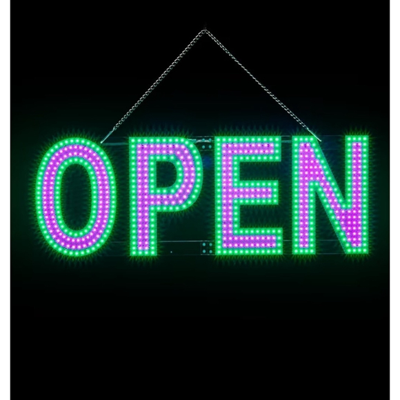 Thirdpolite Other - Pink/Green LED Open Sign for Business 30x10 inch, Ultra Bright Light Up LED Sign